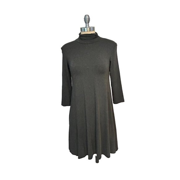 Amour Vert Fiona Anthracite 3/4 Sleeve Turtleneck A-Line Dress Small NWT - Picture 1 of 5